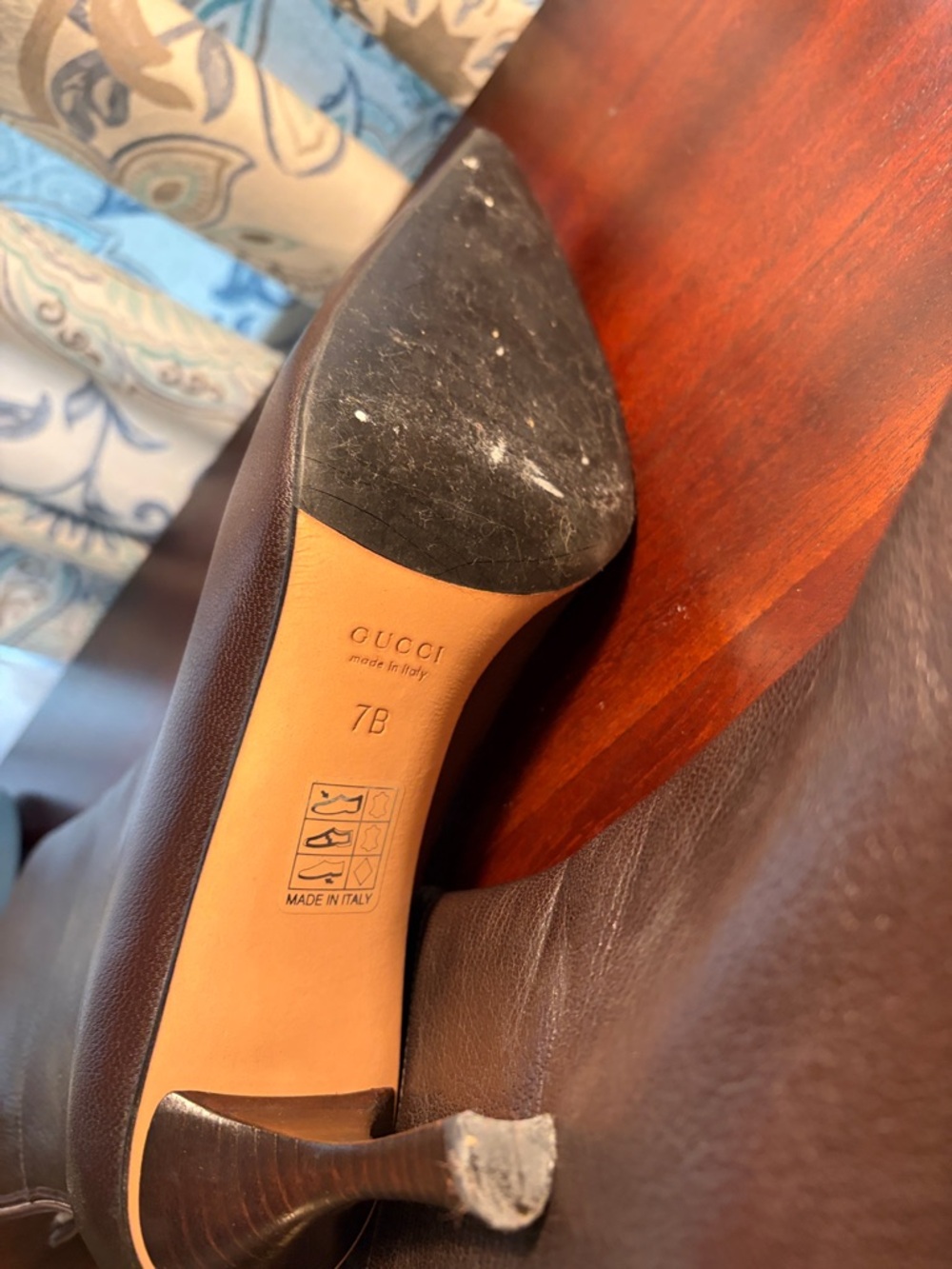 Gucci Brown Pointed Toe Leather Ankle Boots - Picture 7 of 8